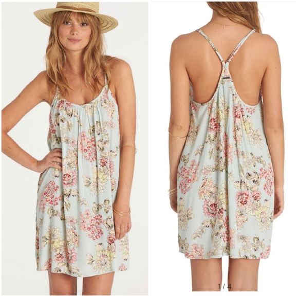 Billabong Dresses & Skirts - Billabong Mint Floral Shining Sun Dress sz Med